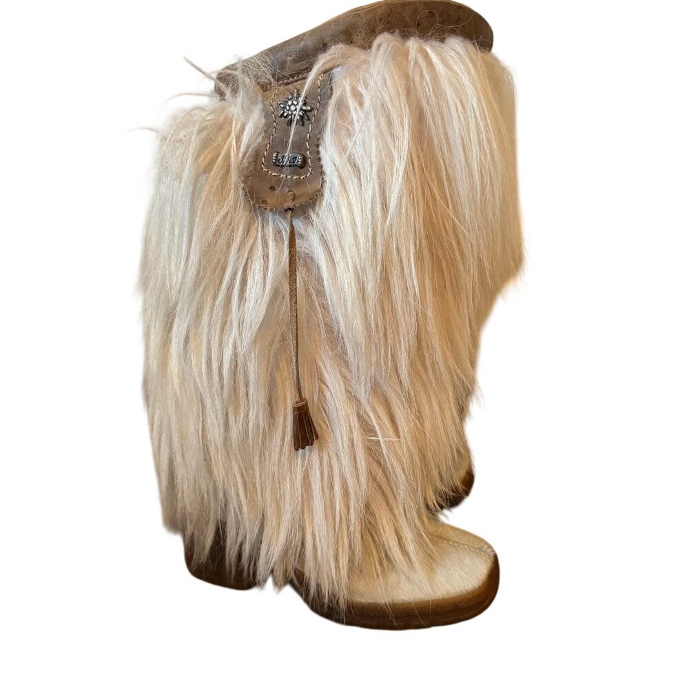 Rare Nis White goat long fur tall Winter Apres ski boots - Picture 7 of 9
